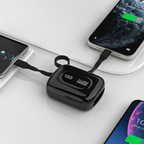 Dudao K32 išorinė baterija 22.5W 10000 mAh su integruotu USB-C/Lightning laidu - juoda -- Powerbanks