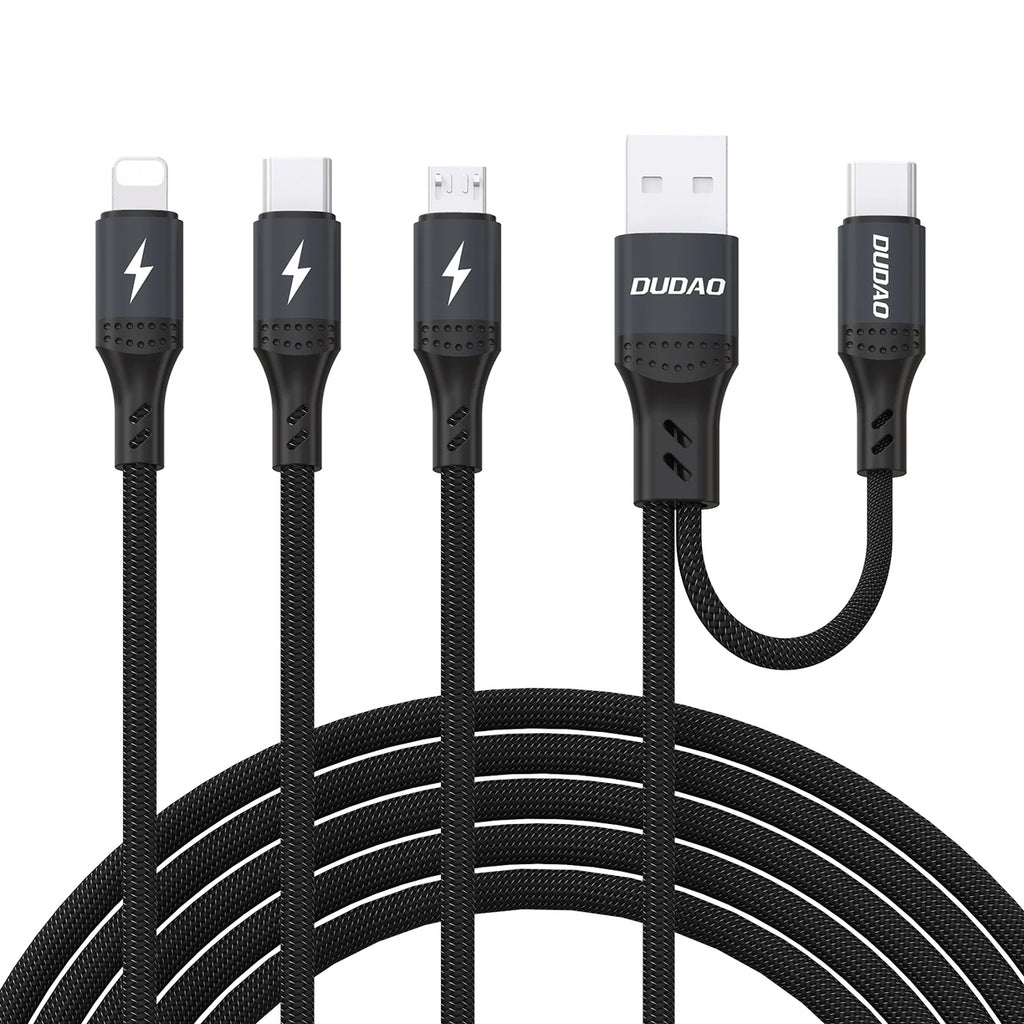 Dudao Laidas L3W USB-A/USB-C to Lightning/USB-C/MicroUSB 66W - juodas
