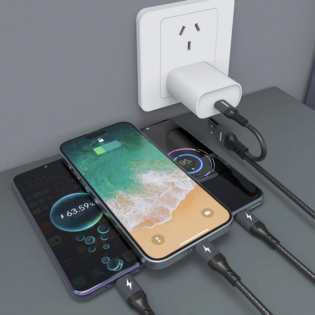 Dudao Laidas L3W USB-A/USB-C to Lightning/USB-C/MicroUSB 66W - juodas
