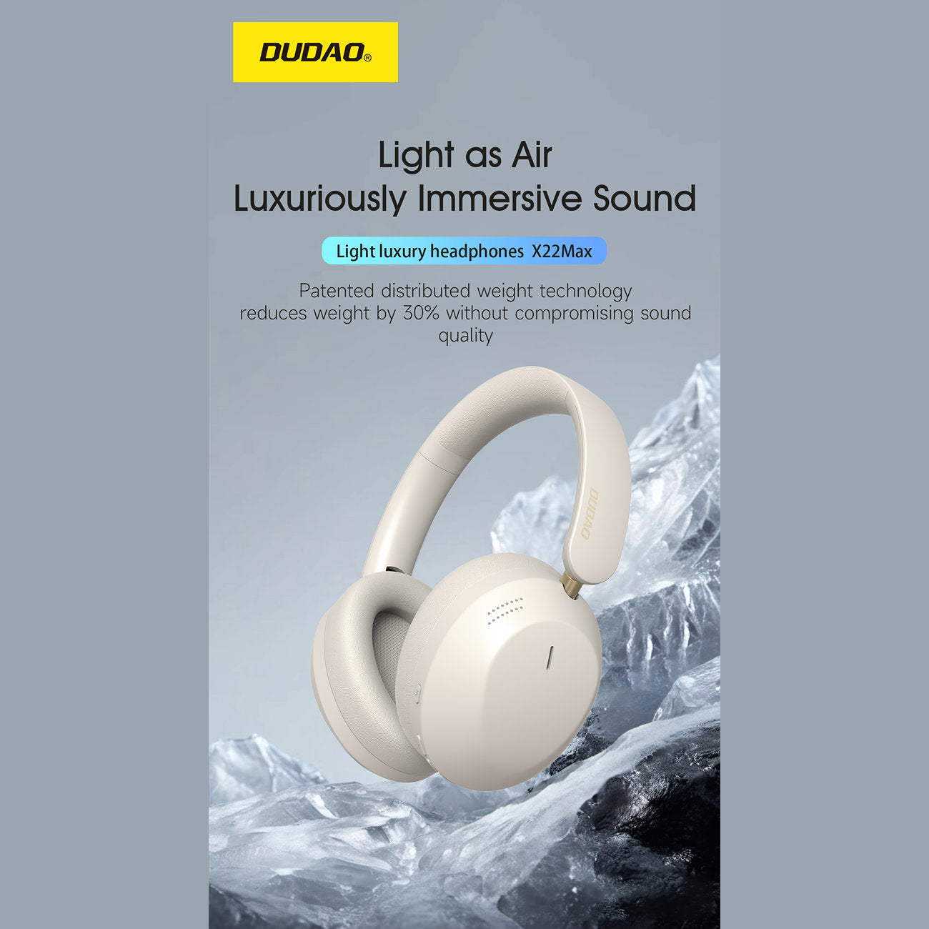 „Dudao X22 Max“ belaidės „Bluetooth“ ausinės su ANC – smėlio spalvos