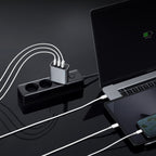 Cuktech 65W GaN 2xUSB-C 1xUSB-A sieninis įkroviklis - pilkas -- Cell phone chargers