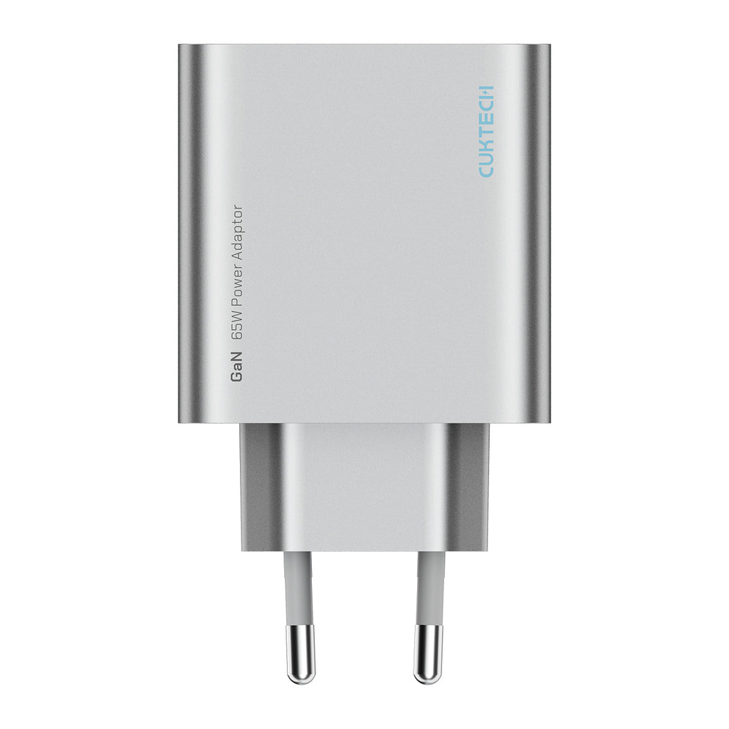 Cuktech 65W GaN 2xUSB-C 1xUSB-A sieninis įkroviklis - pilkas -- Cell phone chargers