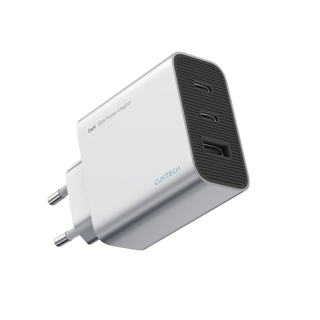 Cuktech 65W GaN 2xUSB-C 1xUSB-A sieninis įkroviklis - pilkas -- Cell phone chargers