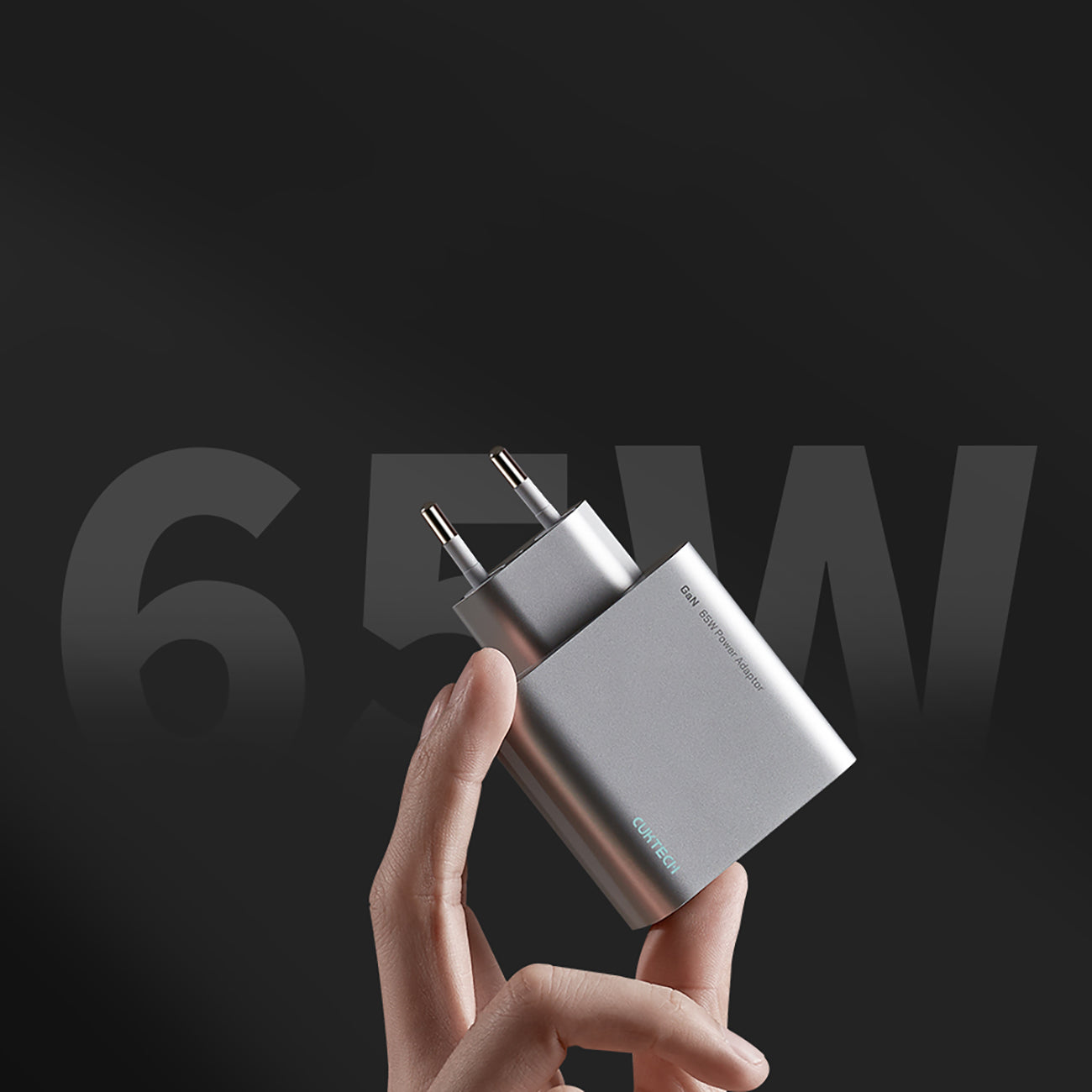 Cuktech 65W GaN 2xUSB-C 1xUSB-A sieninis įkroviklis - pilkas -- Cell phone chargers