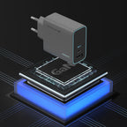 Cuktech CUKAD653EUGR 65W GaN sieninis įkroviklis 2 x USB-C 1 x USB-A - pilkas
