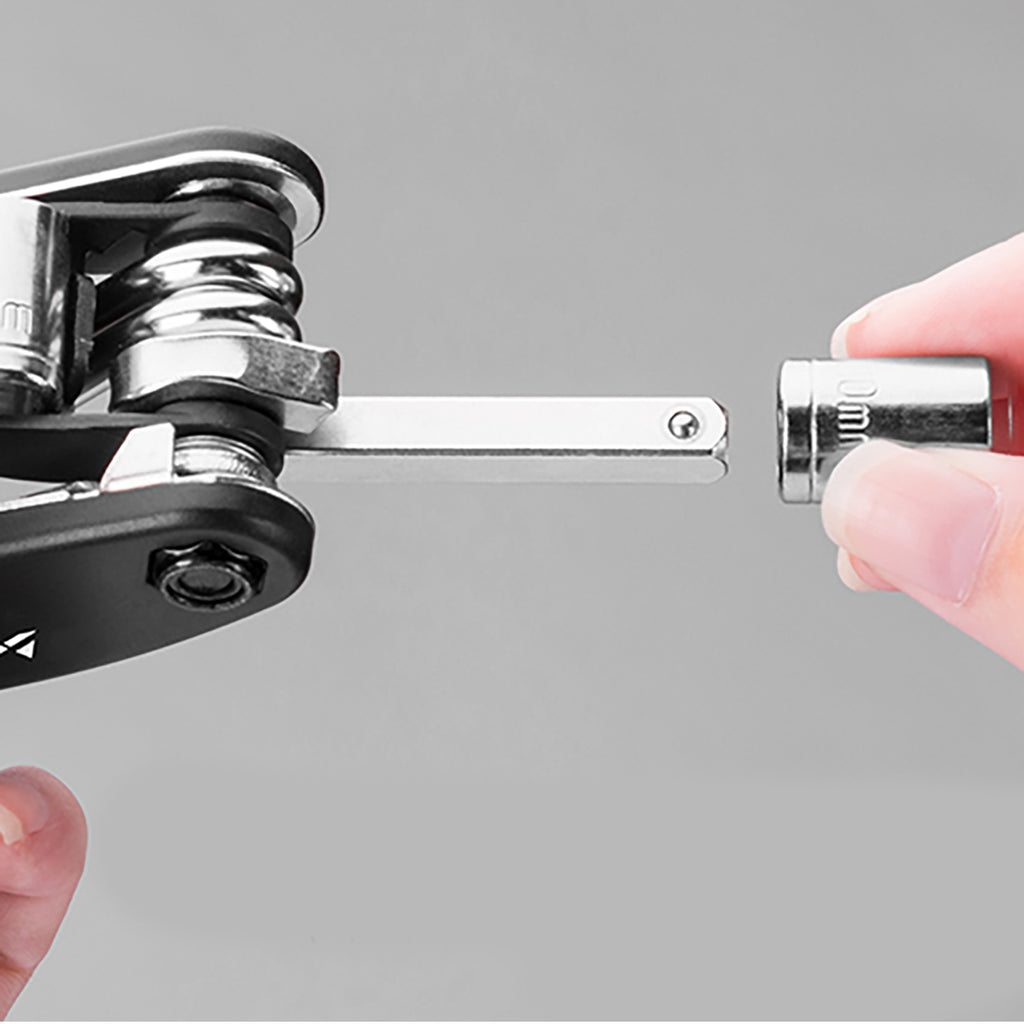 Wozinsky WMZ-01N įrankių komplektas, 16 į 1 dviračio multitool, pompa, raktai, vidinės padangos komplektas - juodas --...