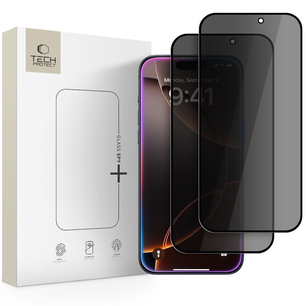Tech-Protect Glass Spy+ privatumo stiklas iPhone 16/17 Pro Max (2 vnt.) -- iPhone 16 Pro Max / iPhone 17 Pro Max