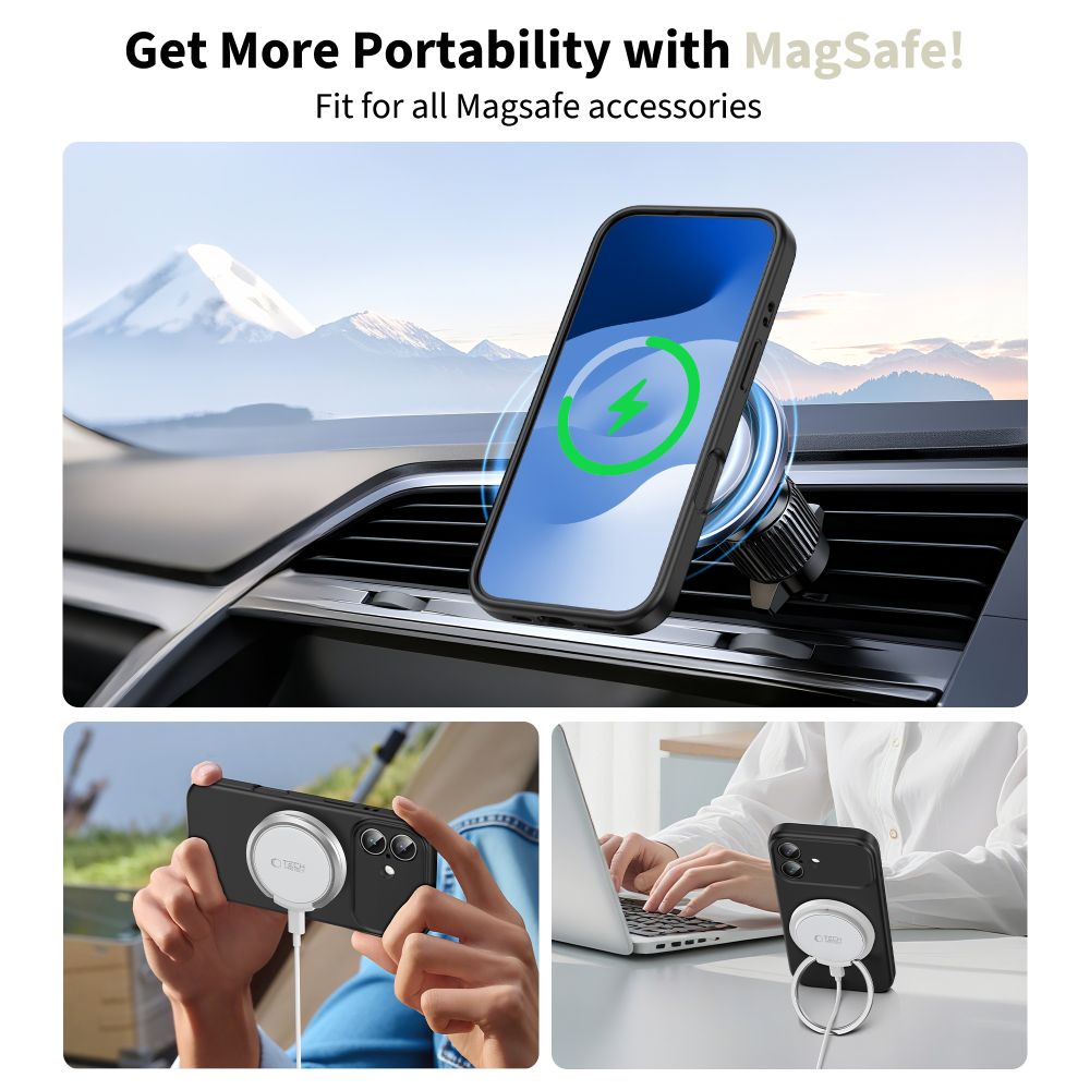 Tech-Protect MagSafe silikoninis dėklas iPhone 17 – juodas -- iPhone 17