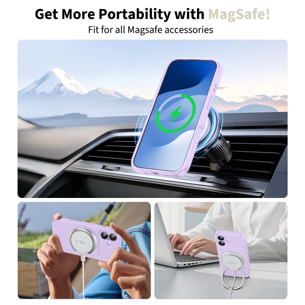Tech-Protect silikoninis MagSafe dėklas iPhone 17 – violetinis -- iPhone 17