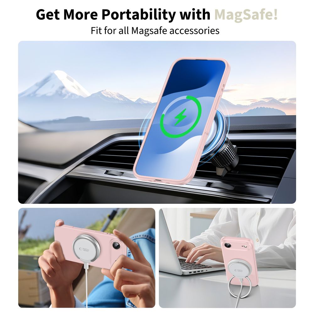 Tech-Protect MagSafe silikoninis dėklas iPhone 17 Air – rožinis -- iPhone 17 Air