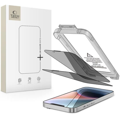 Tech-Protect Quick Set Spy+ Privacy Glass 2-pack for iPhone 13 / 13 Pro / 14 / 16e