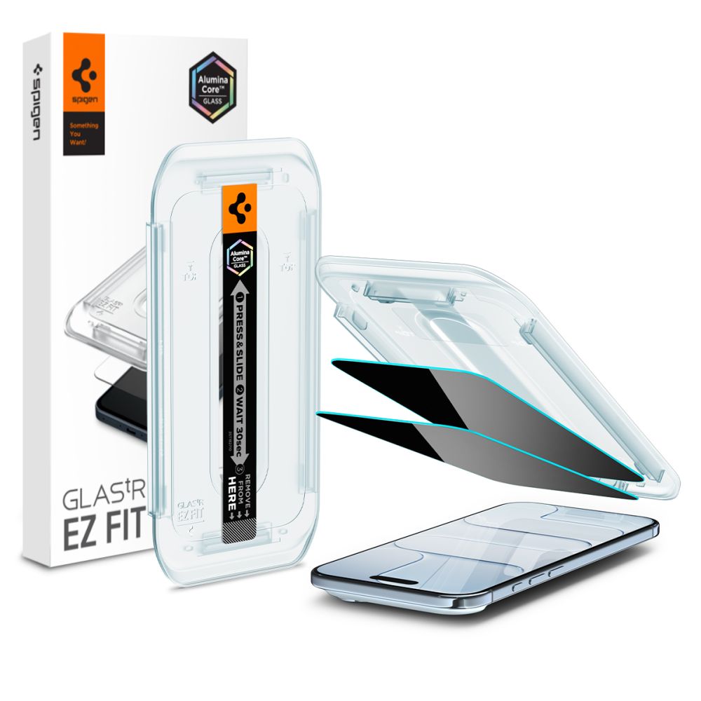 Spigen EZ Fit privatumo stiklas iPhone 17 Air (2 vnt.)