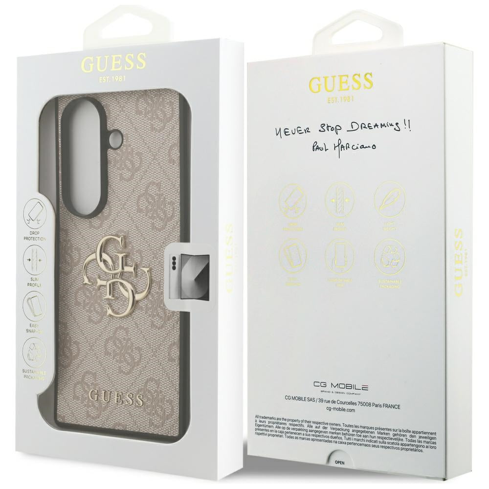 Guess Big 4G Logo klasikinis logotipo dėklas, skirtas Samsung Galaxy Z Fold7 – rožinis