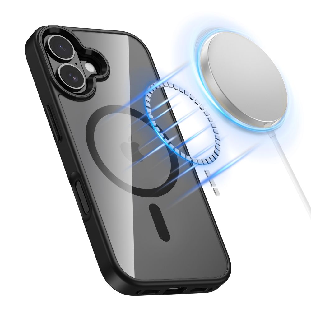 Tech-Protect MagMat MagSafe dėklas iPhone 17 – skaidrus juodas -- iPhone 17