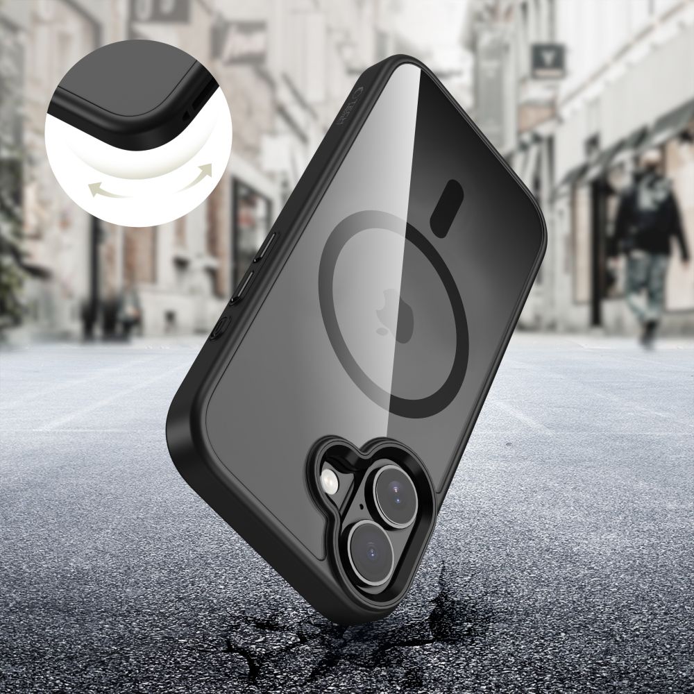 Tech-Protect MagMat MagSafe dėklas iPhone 17 – skaidrus juodas -- iPhone 17