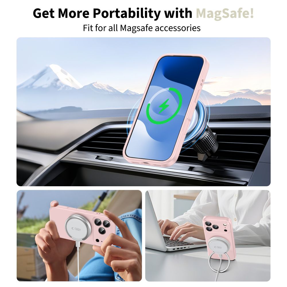 Tech-Protect silikoninis MagSafe dėklas iPhone 17 Pro – rožinis -- iPhone 17 Pro