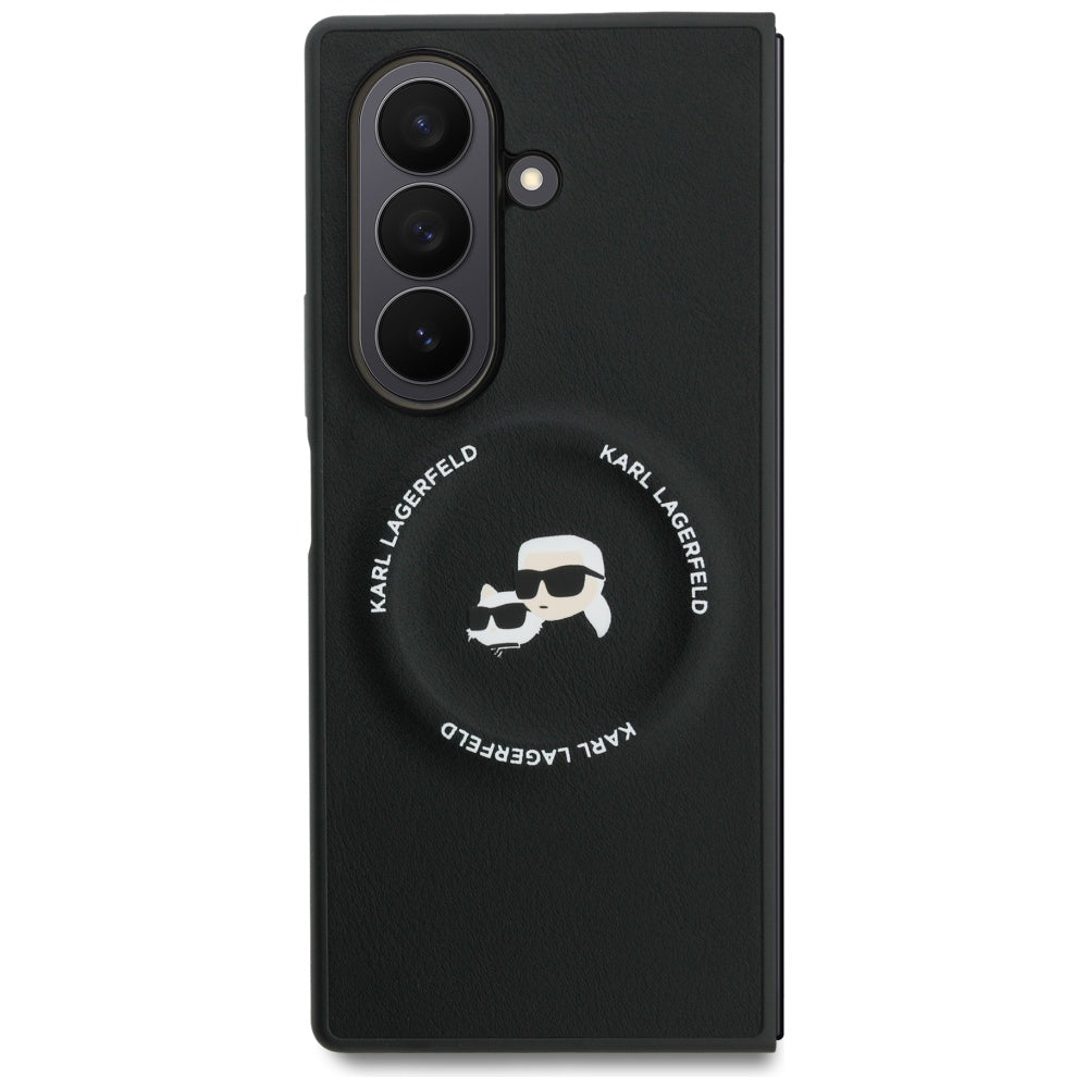 Karl Lagerfeld Karl&Choupette Logo MagSafe dėklas, skirtas Samsung Galaxy Z Fold7 - juodas