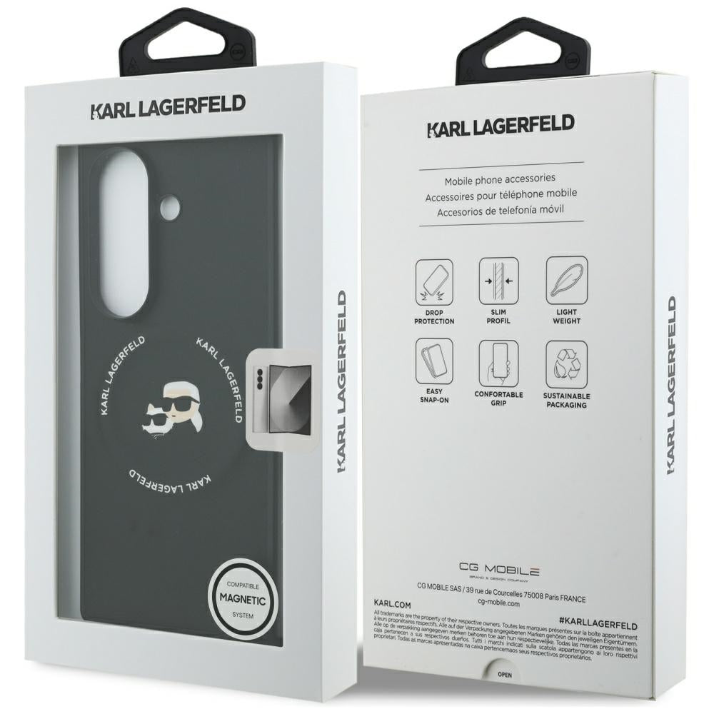 Karl Lagerfeld Karl&Choupette Logo MagSafe dėklas, skirtas Samsung Galaxy Z Fold7 - juodas