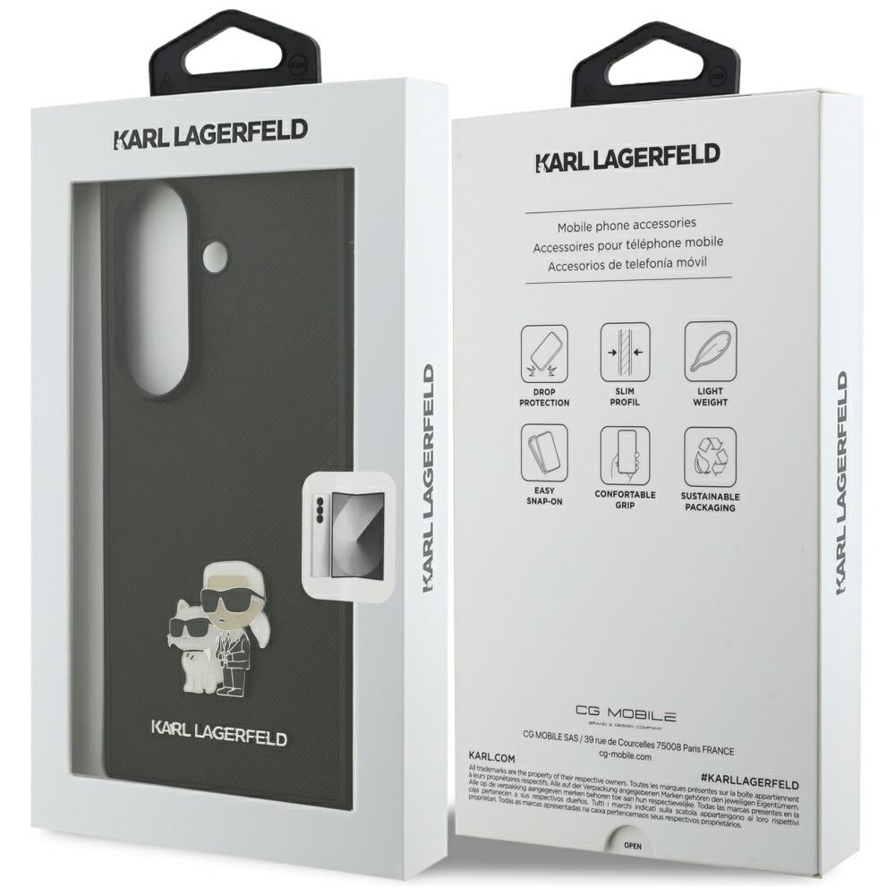 Karl Lagerfeld Saffiano Karl&Choupette Pin dėklas Samsung Galaxy Z Fold7 - Juoda -- Samsung Galaxy Z Fold 7