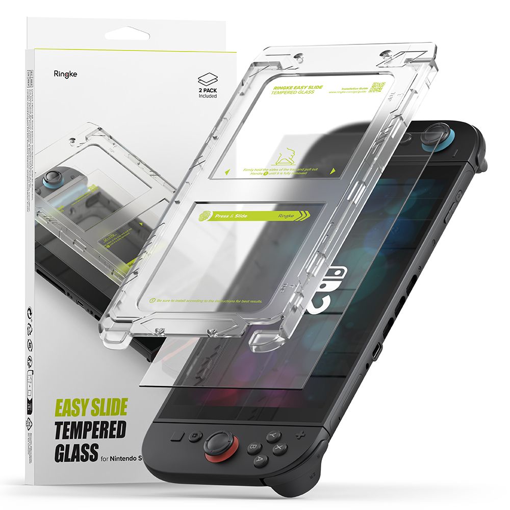 Ringke Easy Slide 2 pakelių grūdintas stiklas, skirtas Nintendo Switch 2 – skaidrus -- Cell phone tempered glass