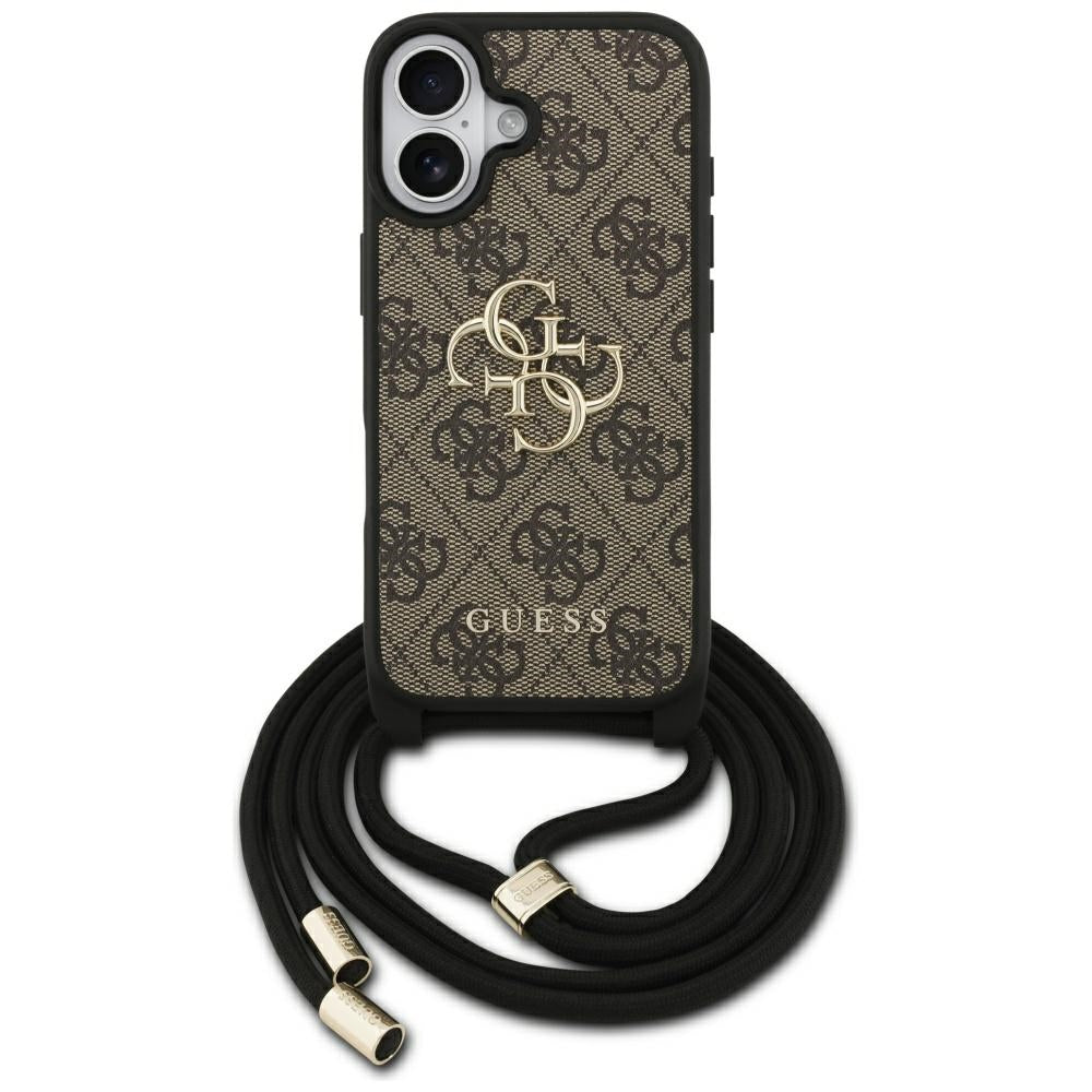 Guess 4G Didelis logotipo laido tvirtinimo dėklas, skirtas iPhone 17 - Brown