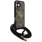 Guess 4G Didelis logotipo laido tvirtinimo dėklas, skirtas iPhone 17 - Brown
