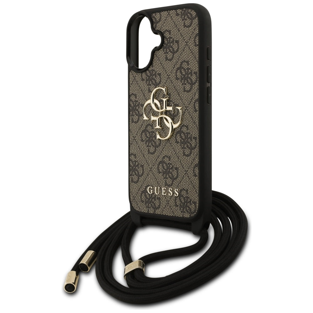 Guess 4G Didelis logotipo laido tvirtinimo dėklas, skirtas iPhone 17 - Brown