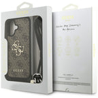 Guess 4G Didelis logotipo laido tvirtinimo dėklas, skirtas iPhone 17 - Brown