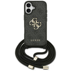 Guess 4G Didelis logotipo laido tvirtinimo dėklas, skirtas iPhone 17 - Black
