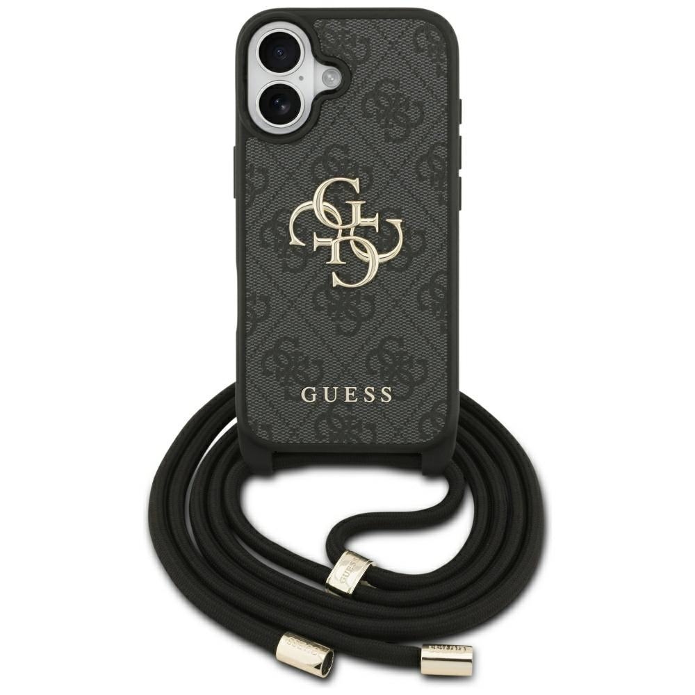 Guess 4G Didelis logotipo laido tvirtinimo dėklas, skirtas iPhone 17 - Black