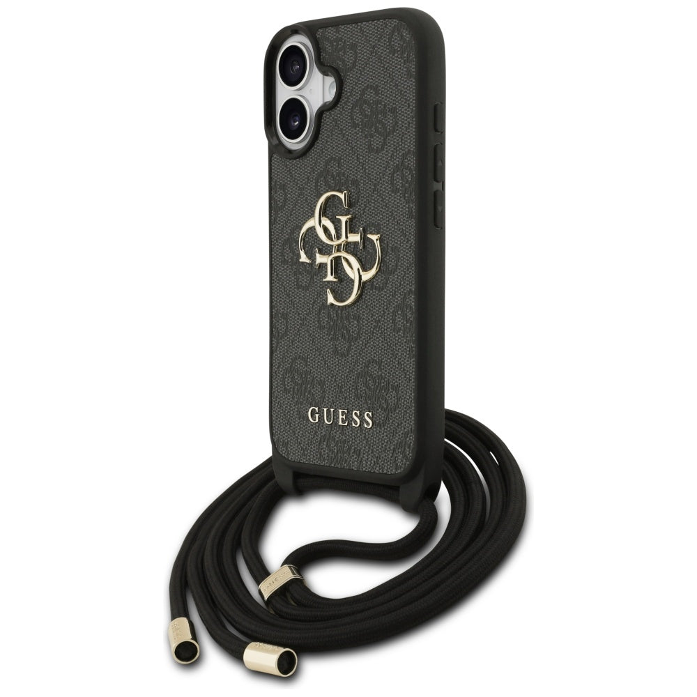 Guess 4G Didelis logotipo laido tvirtinimo dėklas, skirtas iPhone 17 - Black