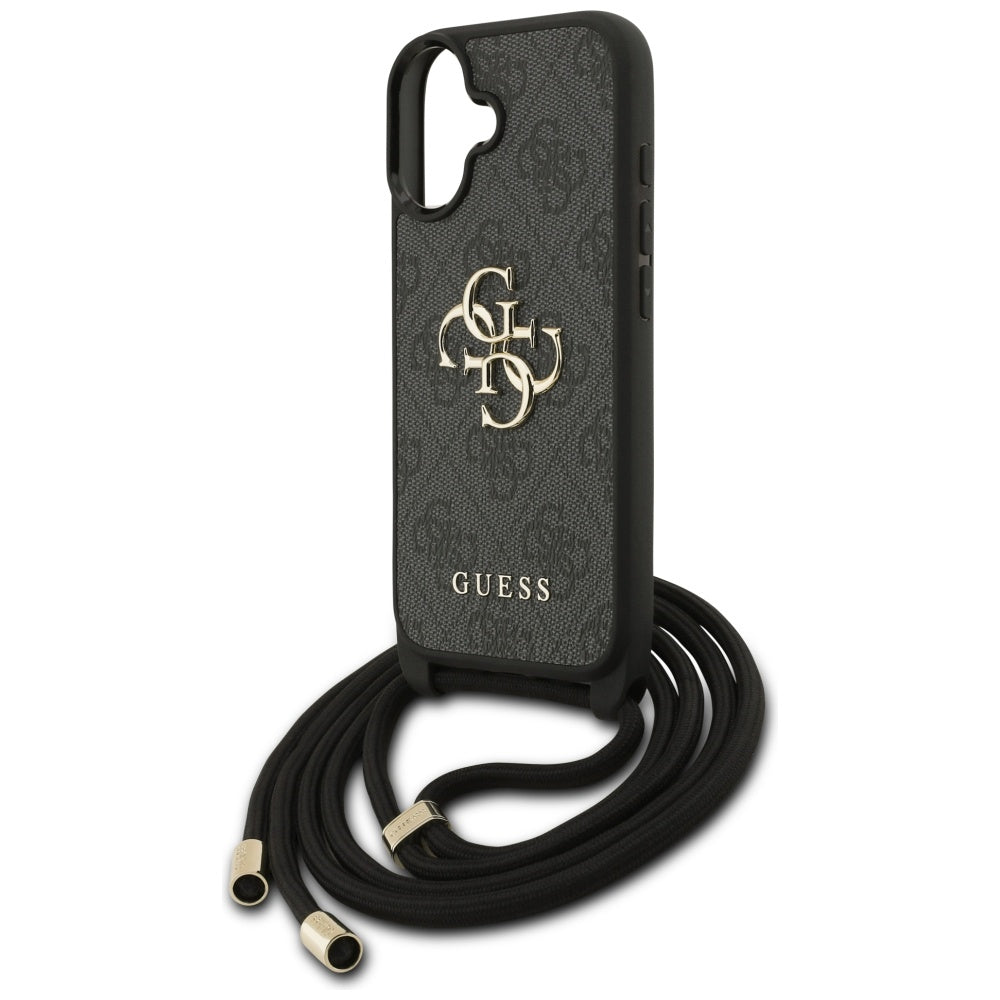Guess 4G Didelis logotipo laido tvirtinimo dėklas, skirtas iPhone 17 - Black