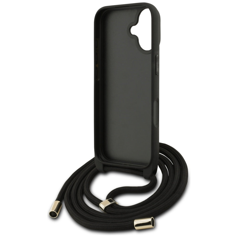 Guess 4G Didelis logotipo laido tvirtinimo dėklas, skirtas iPhone 17 - Black