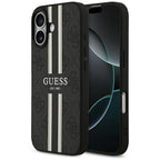 Guess 4G Printed Stripes MagSafe dėklas iPhone 17 – juodas
