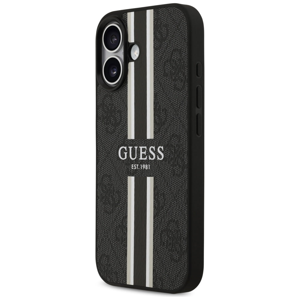 Guess 4G Printed Stripes MagSafe dėklas iPhone 17 – juodas