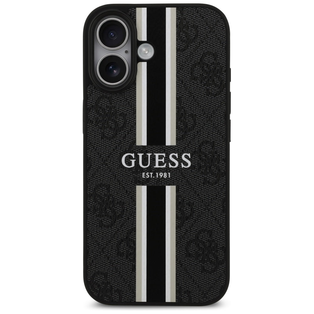 Guess 4G Printed Stripes MagSafe dėklas iPhone 17 – juodas