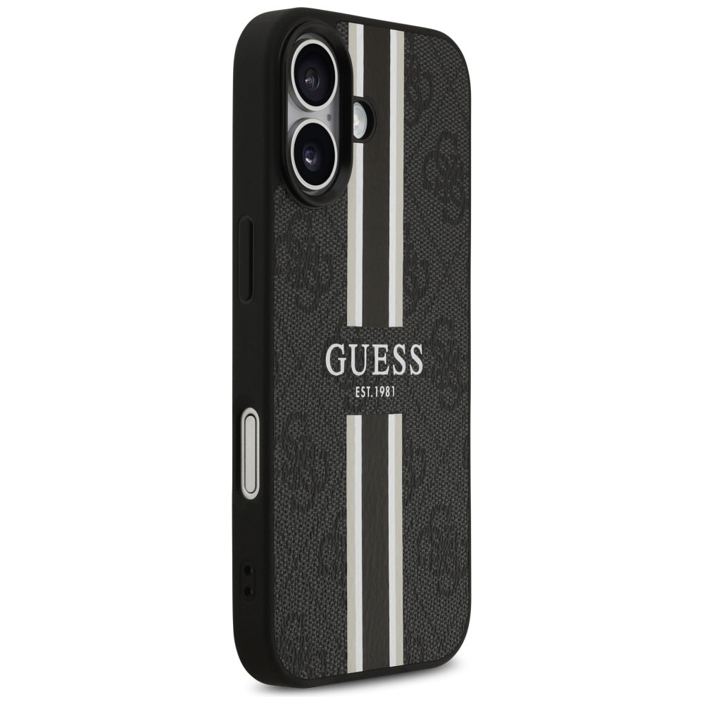 Guess 4G Printed Stripes MagSafe dėklas iPhone 17 – juodas