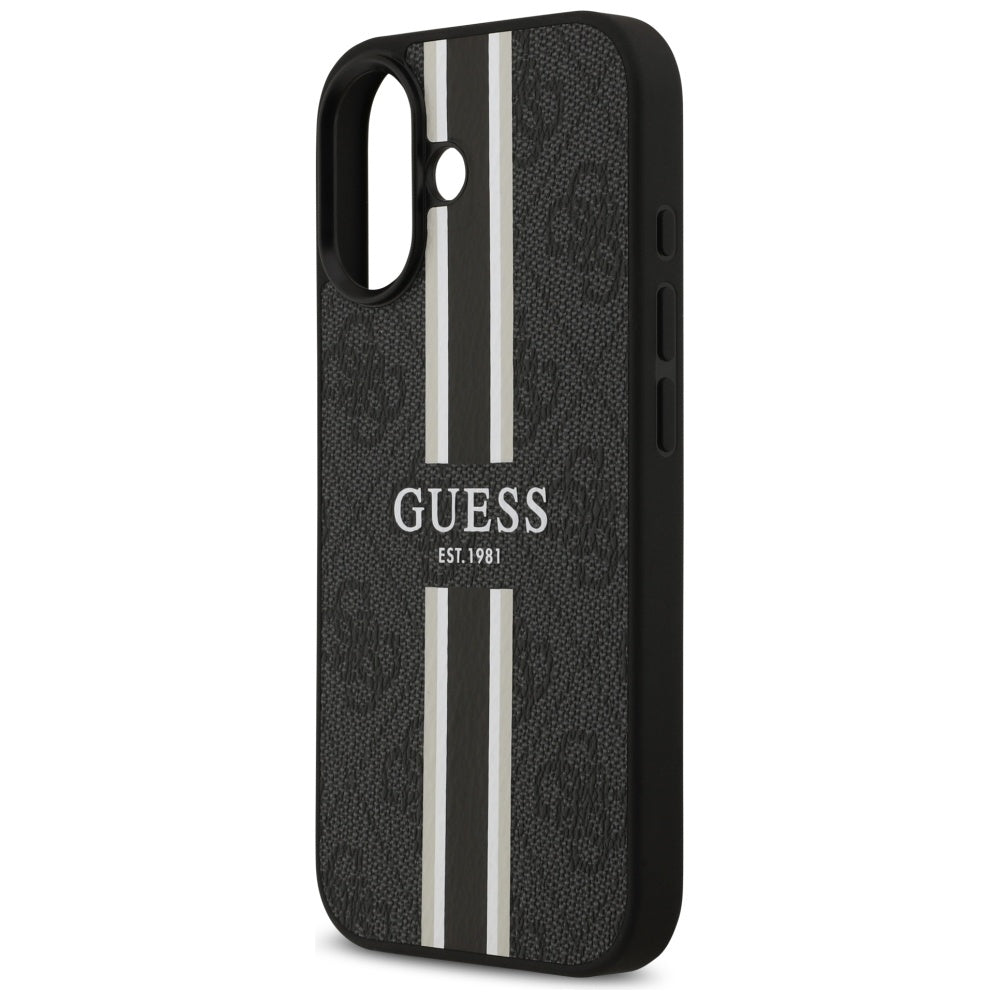 Guess 4G Printed Stripes MagSafe dėklas iPhone 17 – juodas