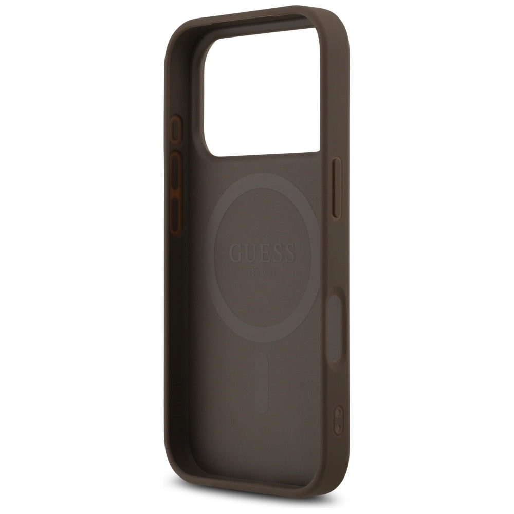 Guess MagSafe dėklas iPhone 17 Pro – rudas