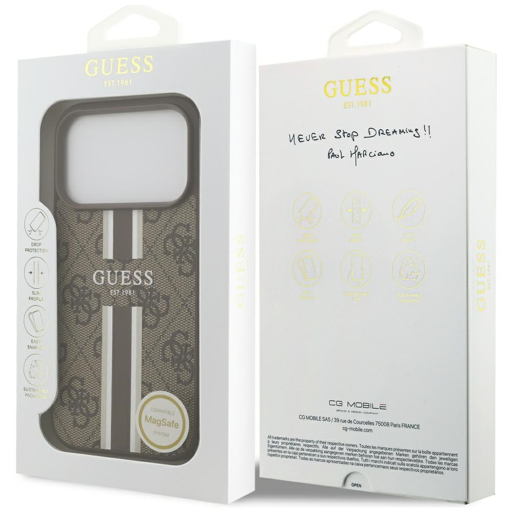 Guess MagSafe dėklas iPhone 17 Pro – rudas