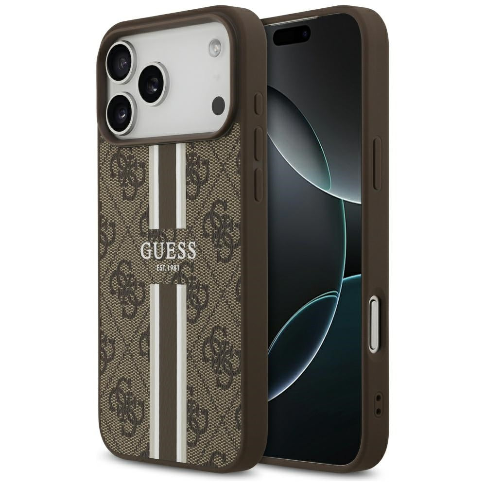 Guess MagSafe dėklas iPhone 17 Pro Max – rudas