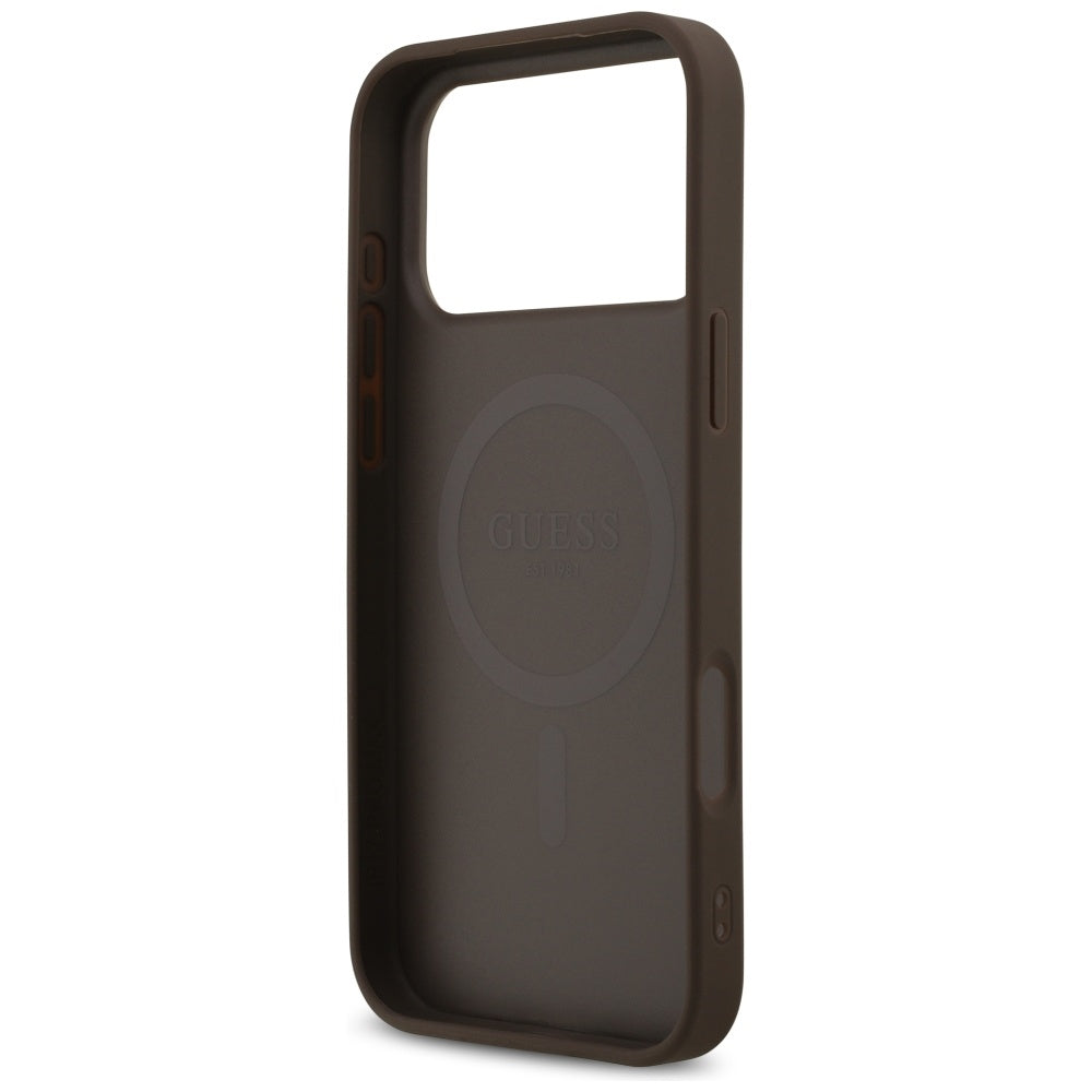 Guess MagSafe dėklas iPhone 17 Pro Max – rudas