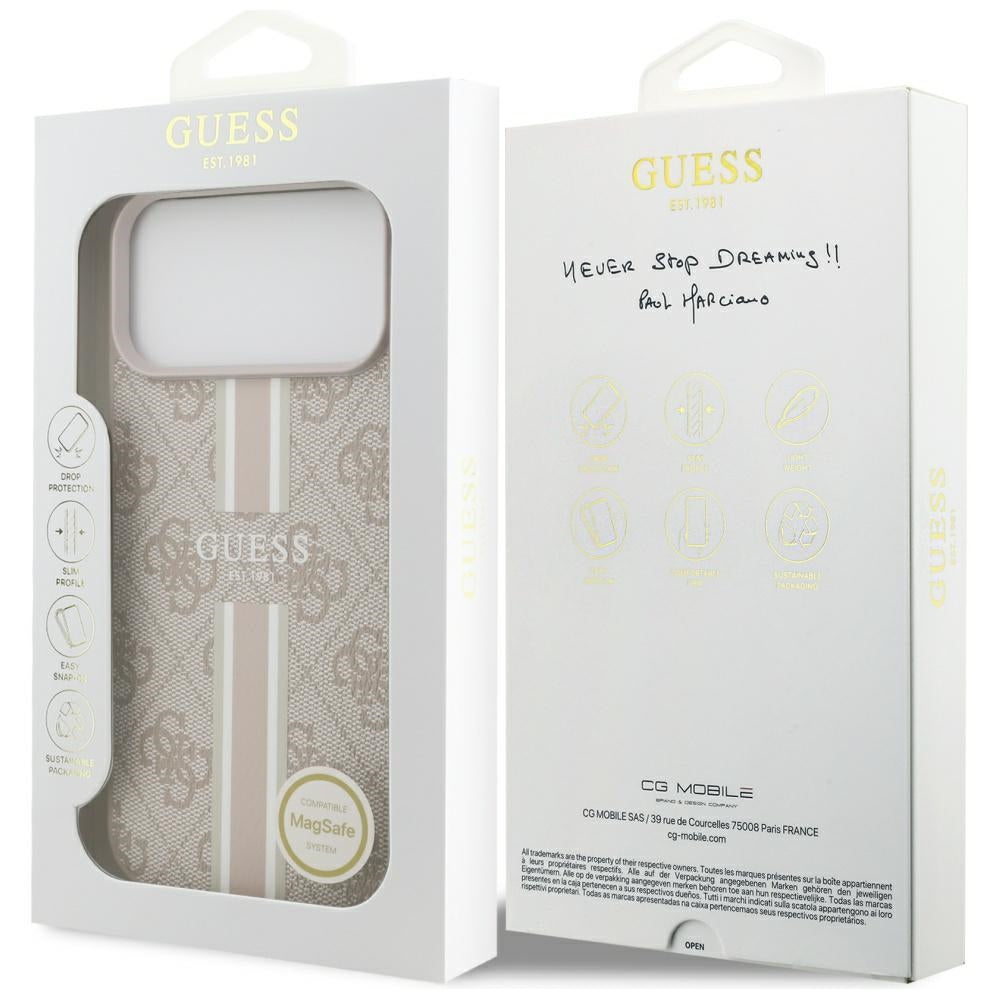 Guess MagSafe dėklas iPhone 17 Pro Max – rožinis