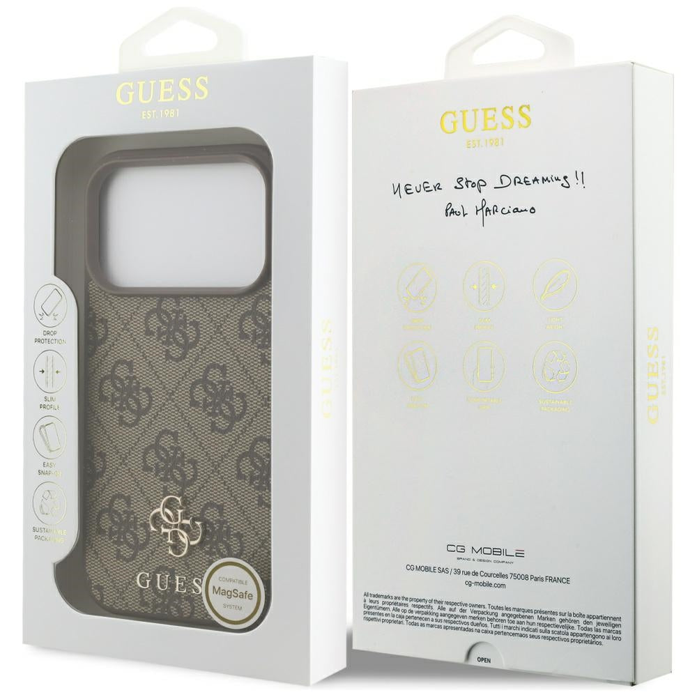 Guess MagSafe dėklas iPhone 17 Pro – rudas -- iPhone 17 Pro