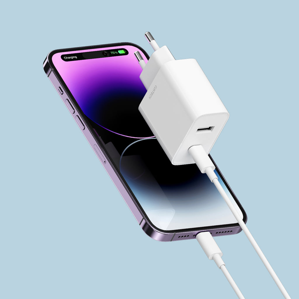 Cuktech A19 30W USB-A + USB-C sieninis įkroviklis - Baltas -- Cell phone chargers