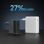 Cuktech CUKAD1003EUG GaN 100W sieninis įkroviklis 2 x USB-C 1 x USB-A su USB-C laidu - pilkas