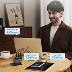 Cuktech CUKAD1003EUG GaN 100W sieninis įkroviklis 2 x USB-C 1 x USB-A su USB-C laidu - pilkas