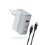Cuktech AD1003EU 100W GaN 2x USB-C + USB-A Wvisas įkroviklis su laidu - White