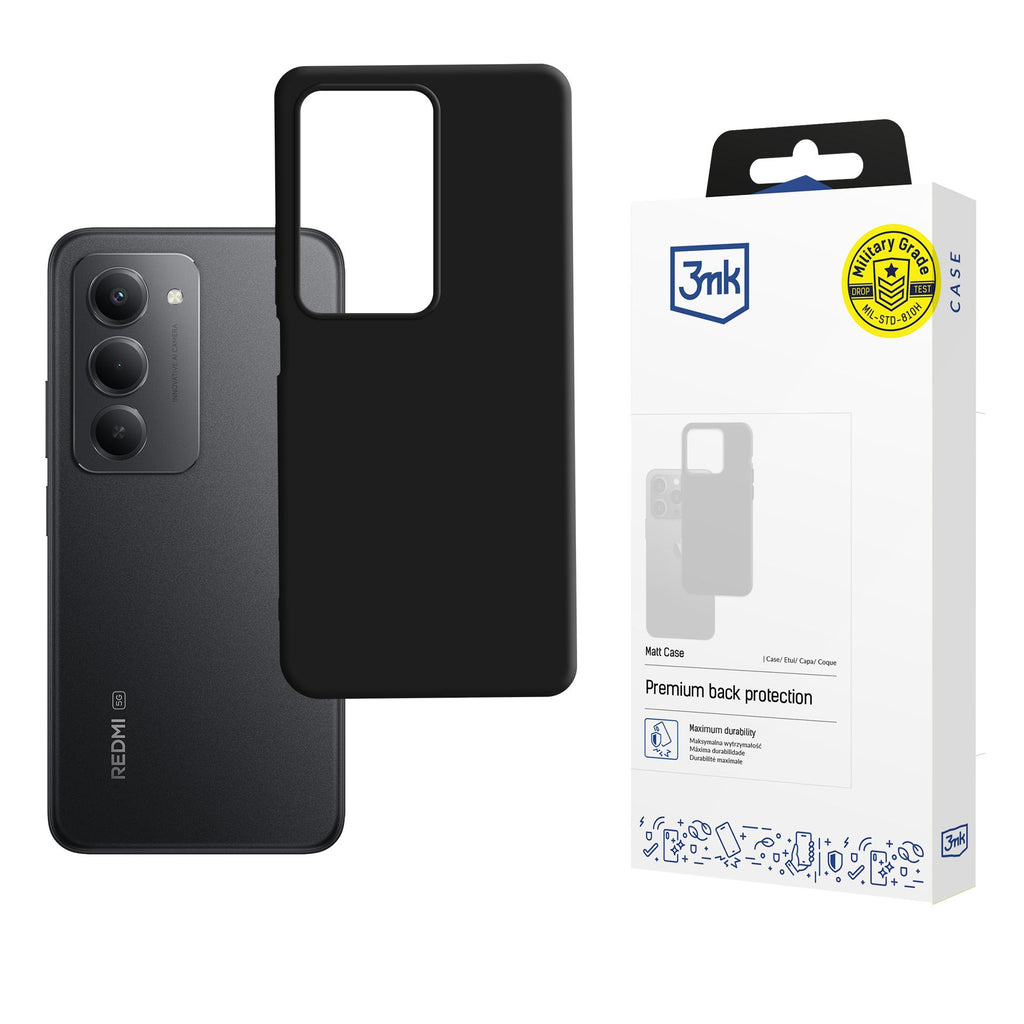 3mk matinis dėklas, skirtas Xiaomi Redmi 15 5G - juodas -- Xiaomi Redmi 15 5G / Redmi 15 5G