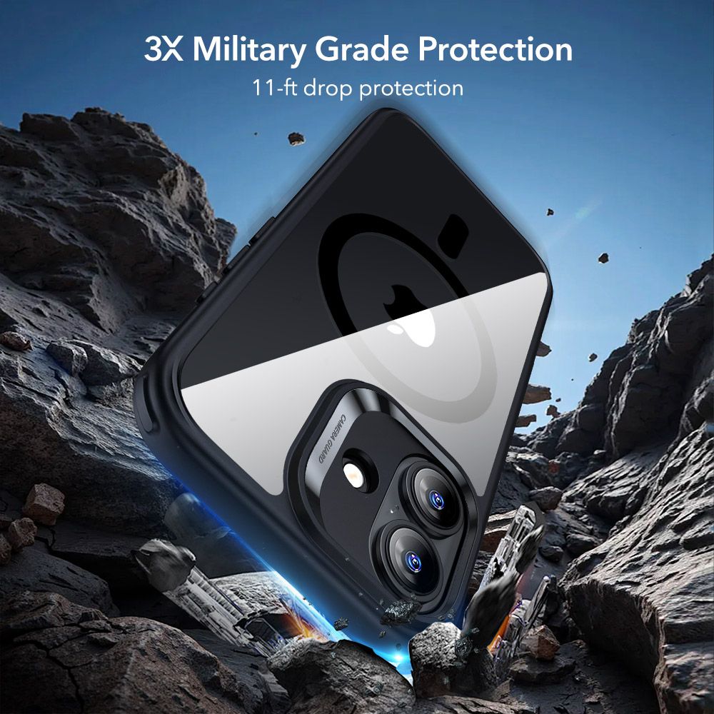 ESR Classic Hybrid MagSafe dėklas + stiklas iPhone 17 – skaidrus juodas -- iPhone 17